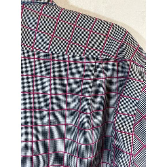 Peter Millar Dress Shirt Nanoluxe Blue Plaid Button Down Mens 15.5 Long D27 - Picture 5 of 7